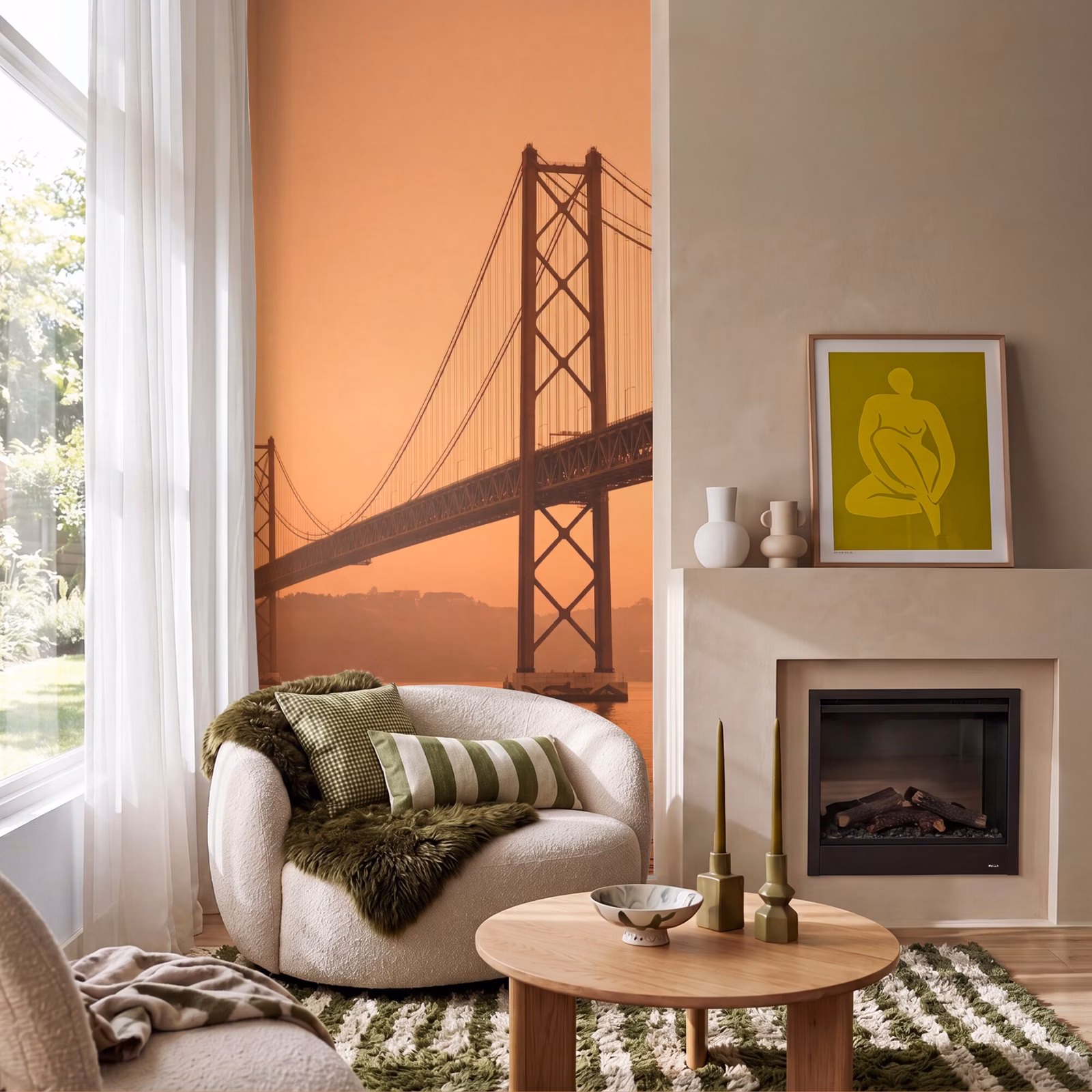 Tapete - Brücke – Wasser – Orange — 1