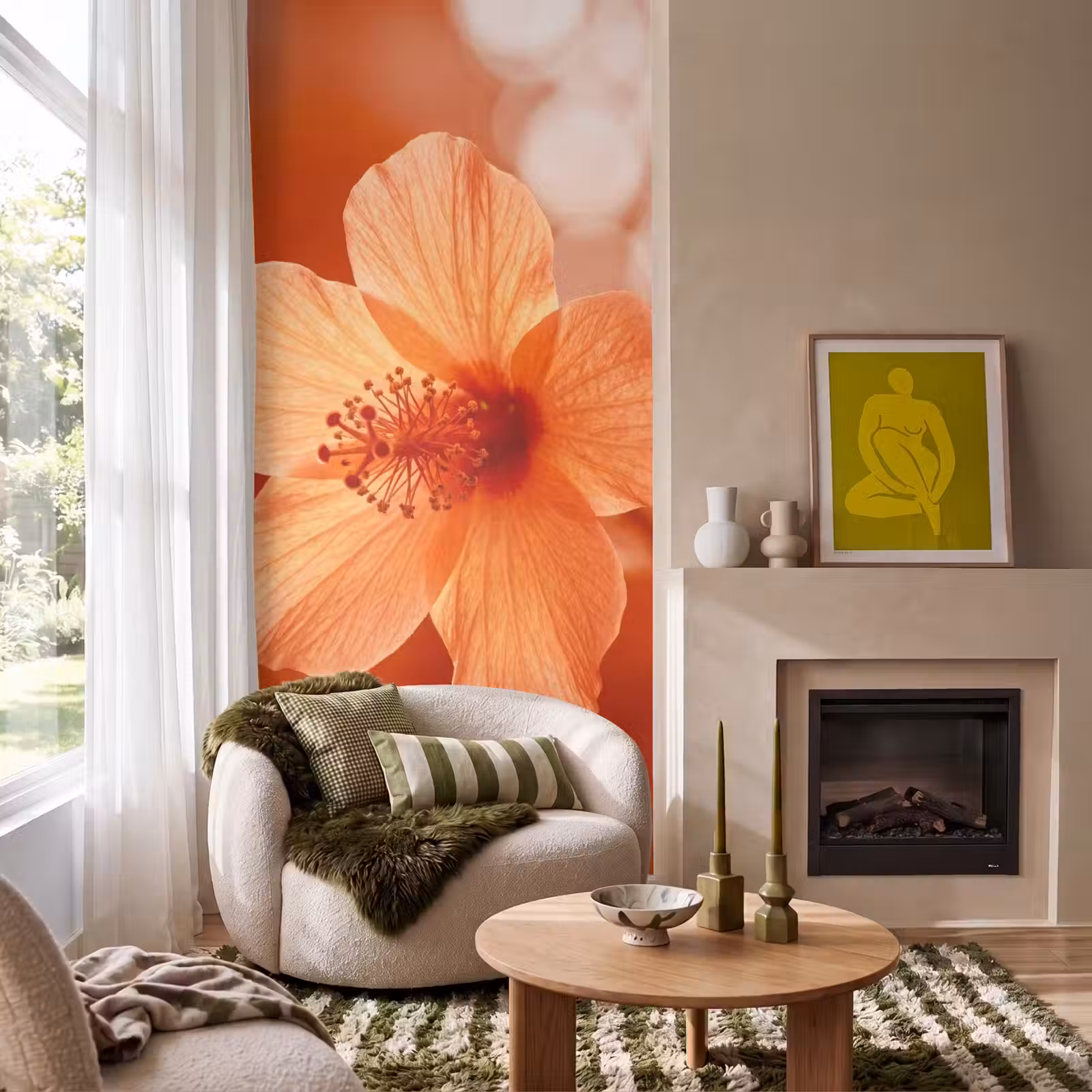 Tapete - Orangefarbene Blume – Makro — 1
