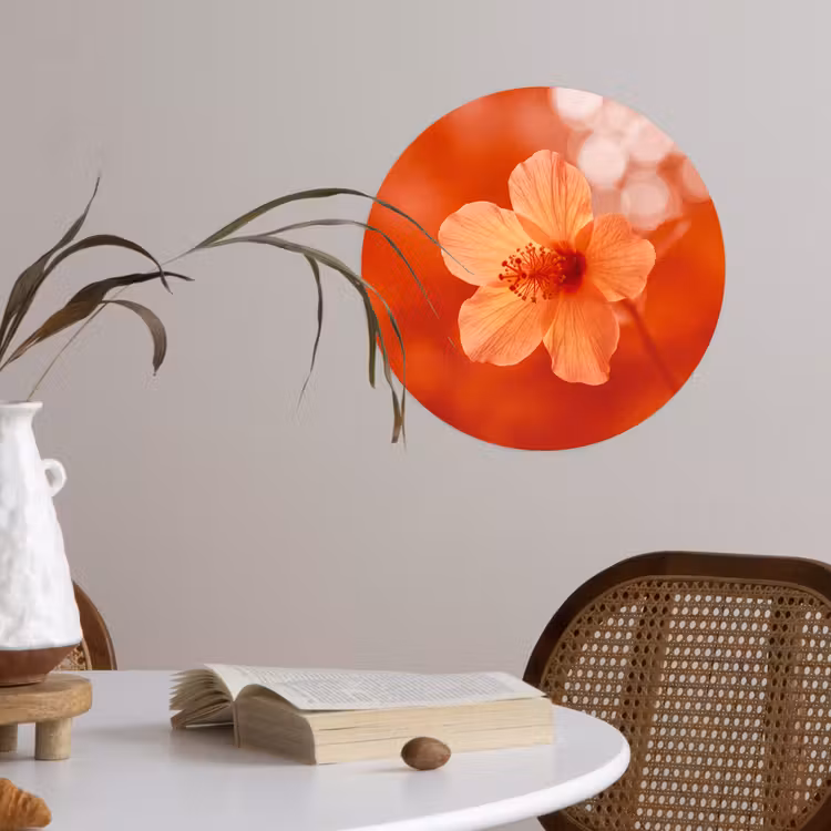 Runde Tapete - Orangefarbene Blume – Makro — 4