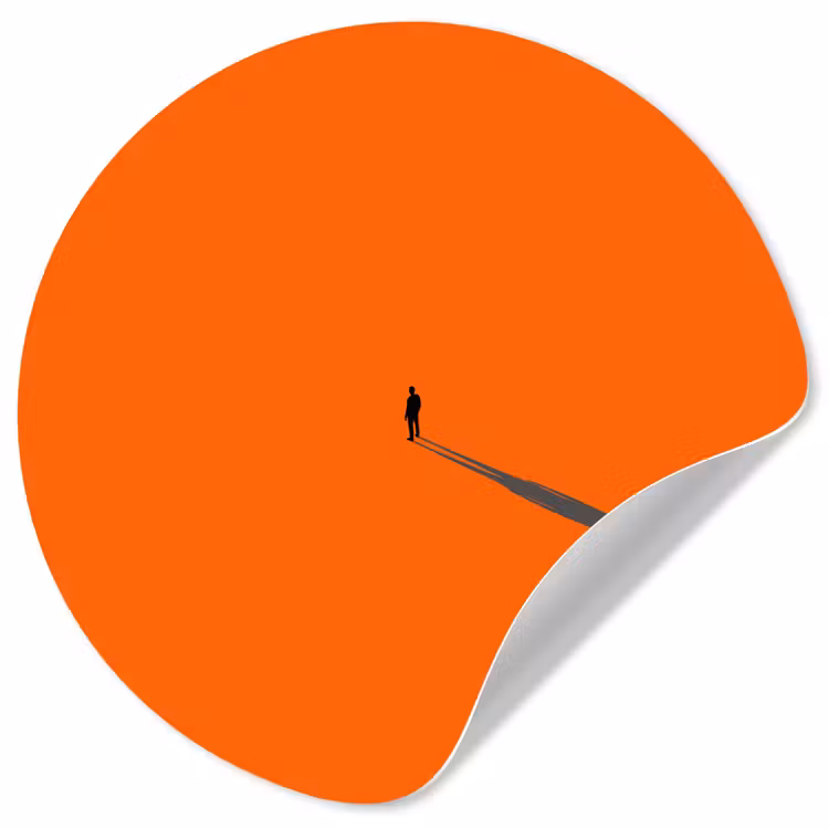 Runde Tapete - Person – Schatten – Orange — 1