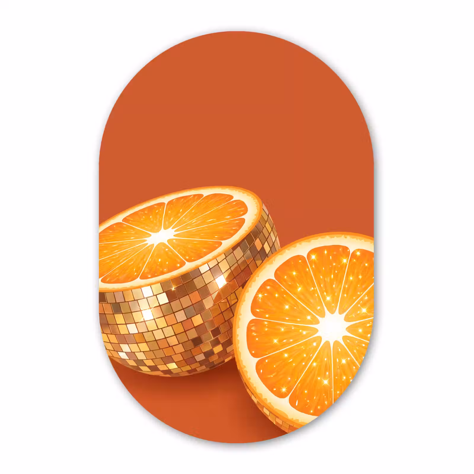 Glasbild Oval - Früchte – Disco – Gold — 1