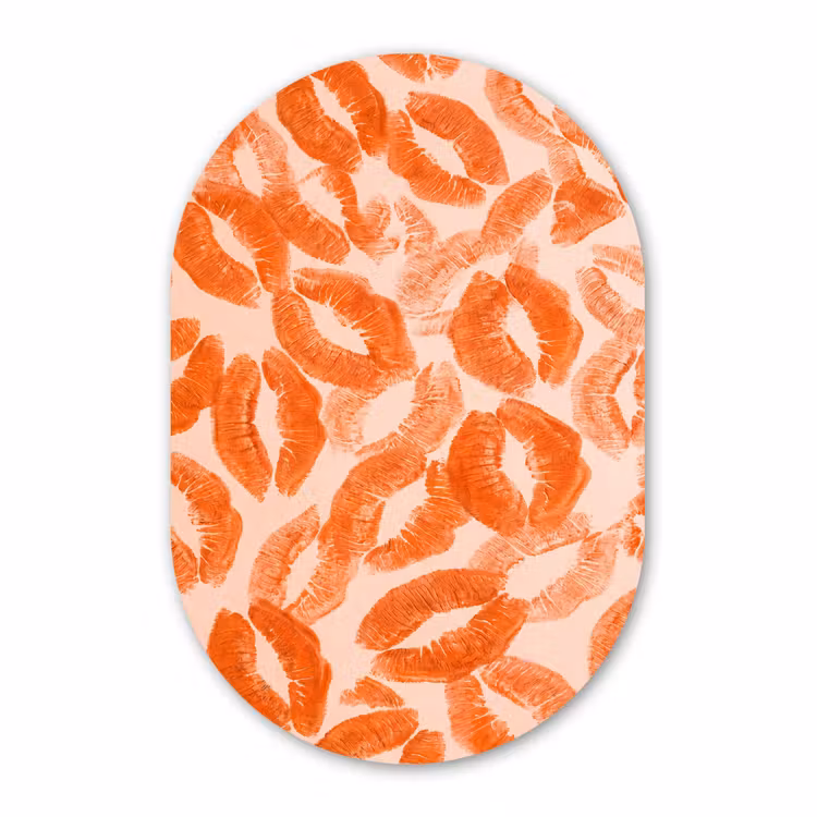 Forexbild Oval - Orangefarbene Kussabdrücke – Liebe — 1