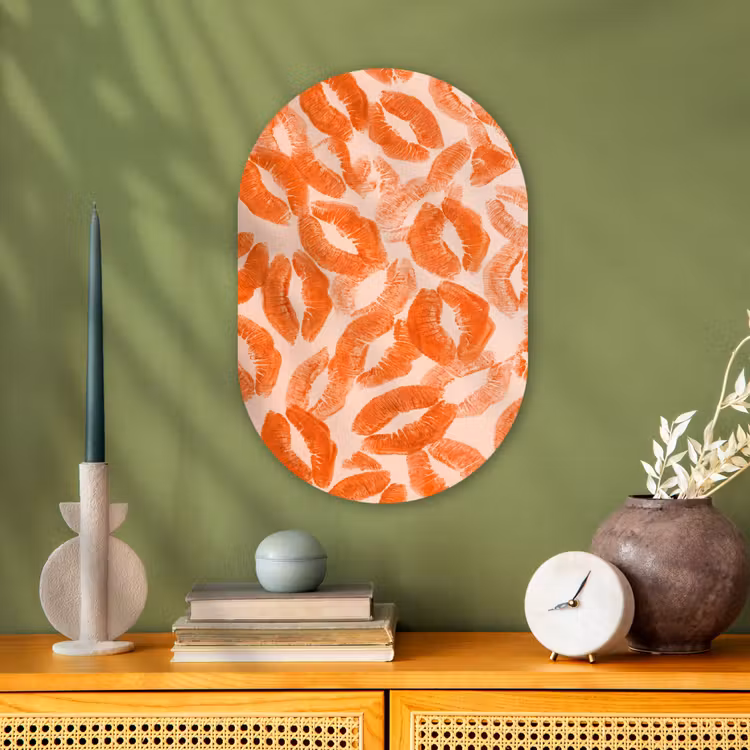 Forexbild Oval - Orangefarbene Kussabdrücke – Liebe — 3