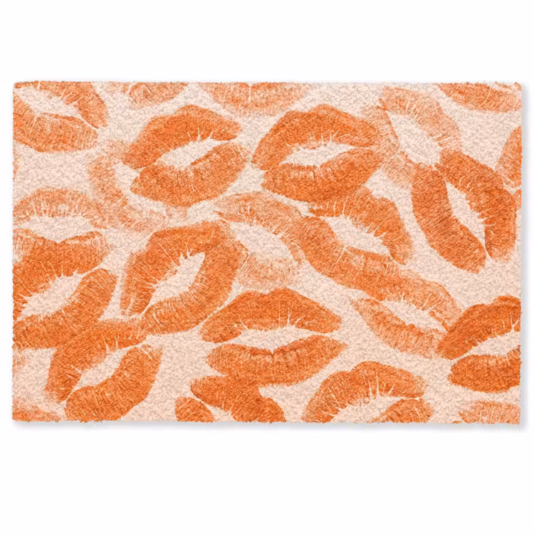 Fußmatte - Orangefarbene Kussabdrücke – Liebe — 1