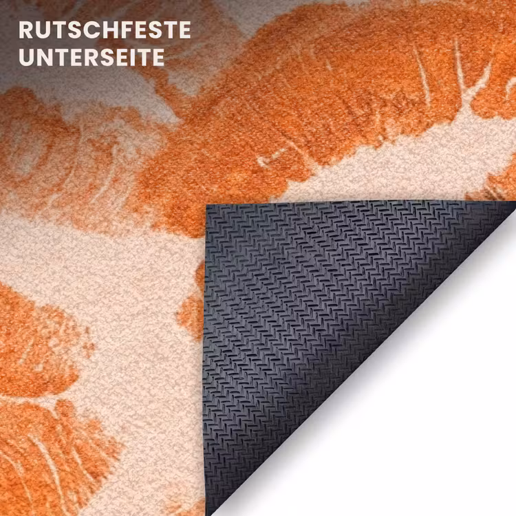 Fußmatte - Orangefarbene Kussabdrücke – Liebe — 6