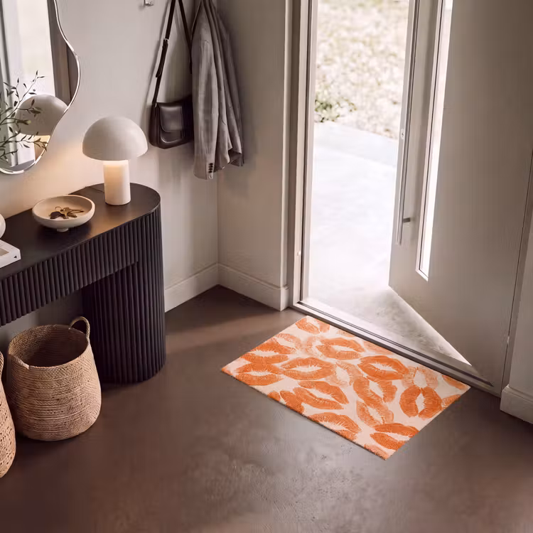 Fußmatte - Orangefarbene Kussabdrücke – Liebe — 8