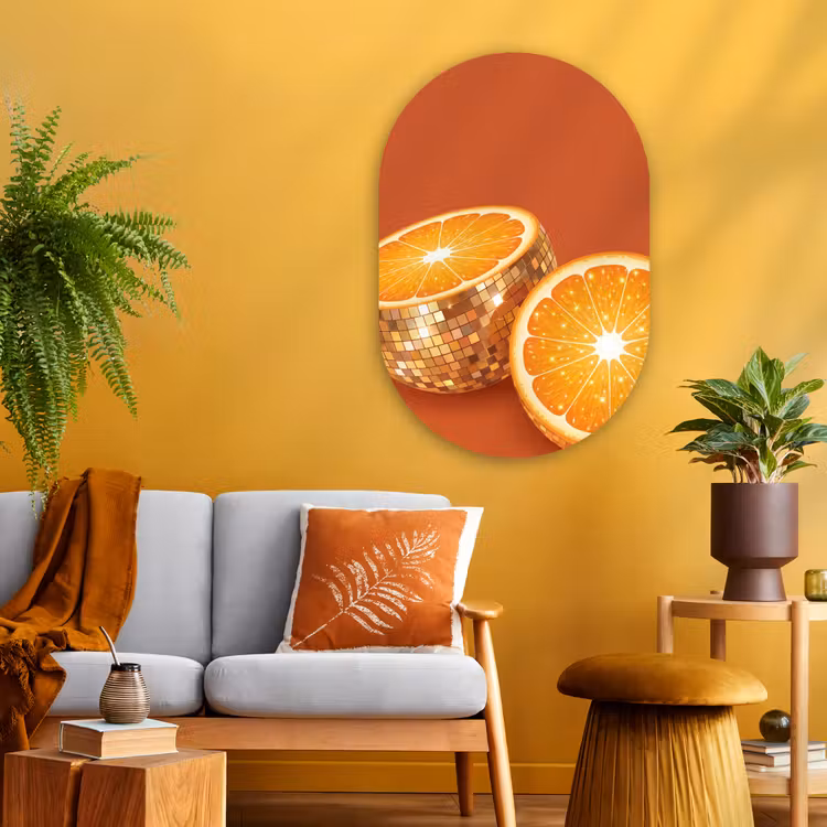 Glasbild Oval - Früchte – Disco – Gold — 3
