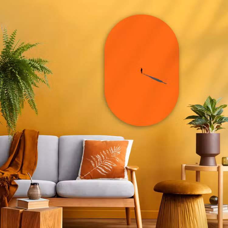 Glasbild Oval - Person – Schatten – Orange — 3