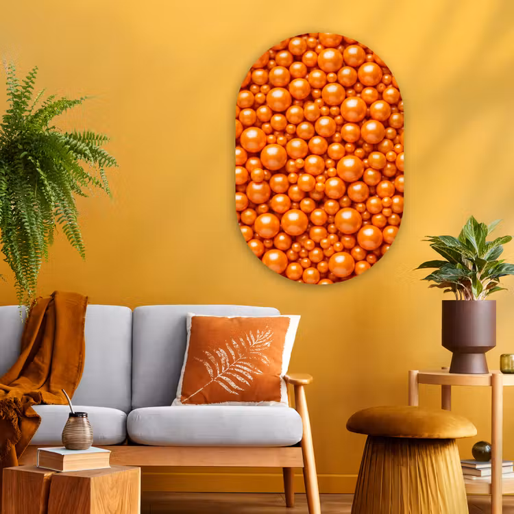 Glasbild Oval - Süßigkeiten – Orange – Muster — 3