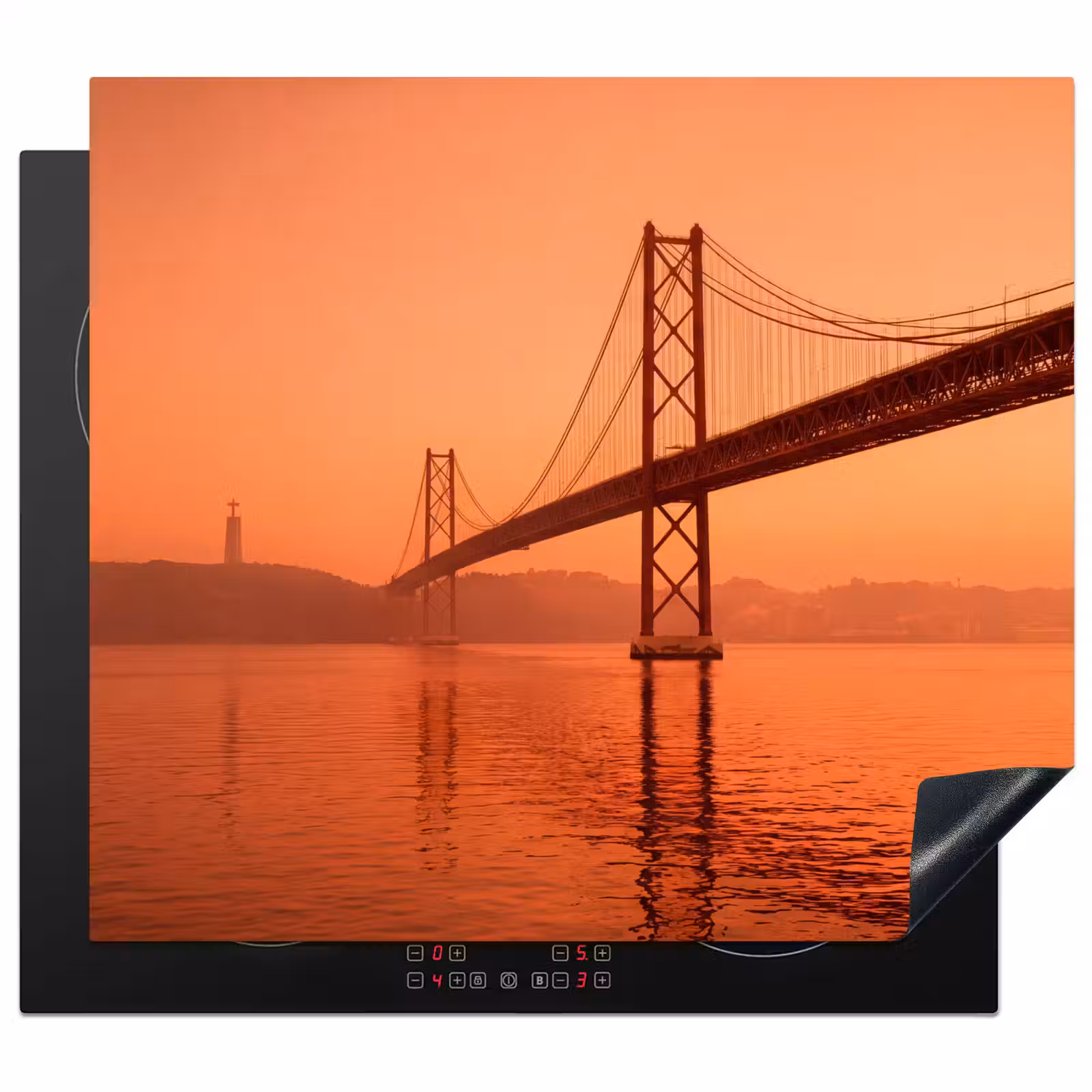 Herdabdeckplatte - Brücke – Wasser – Orange — 1