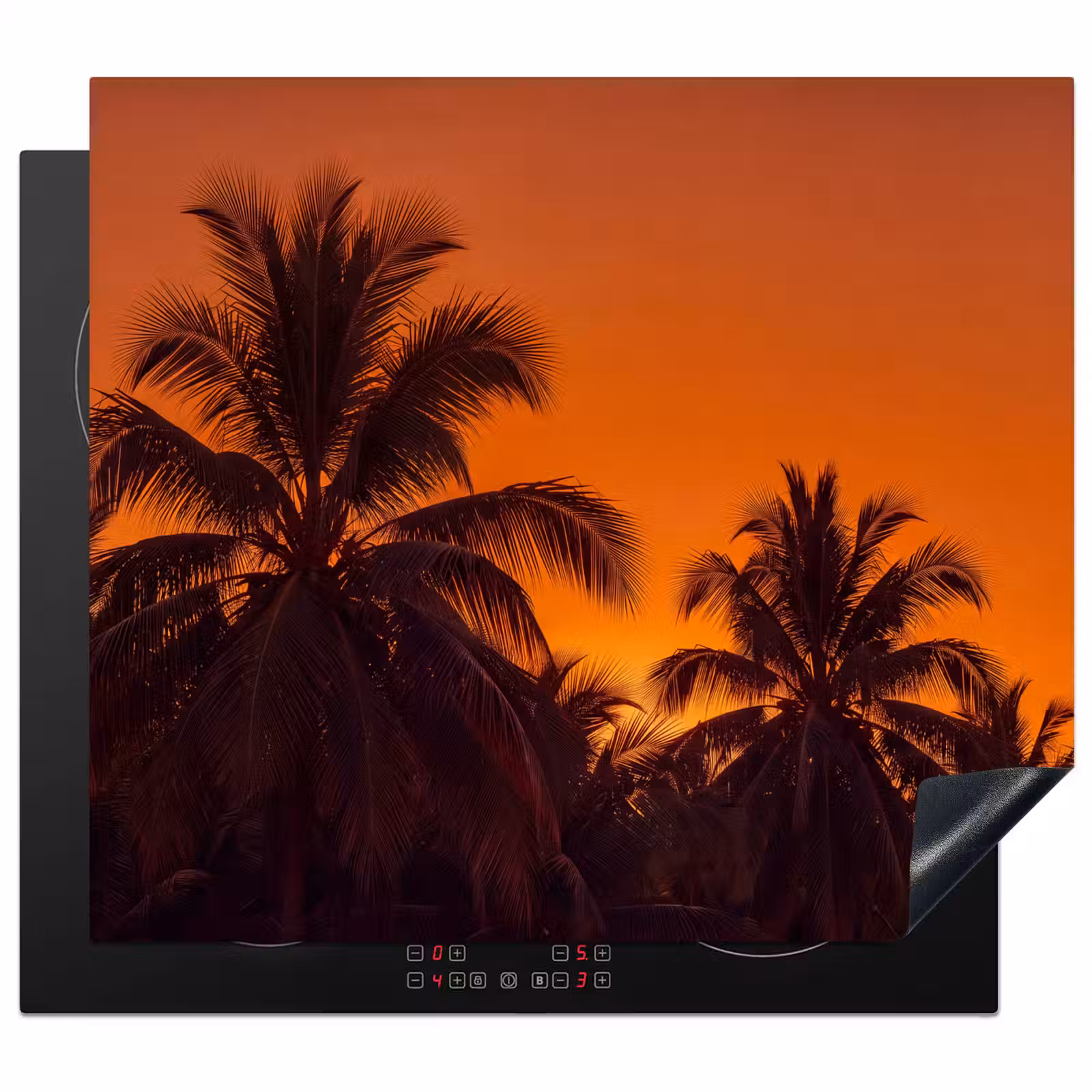 Herdabdeckplatte - Palmen – Sonnenuntergang – Orange — 1
