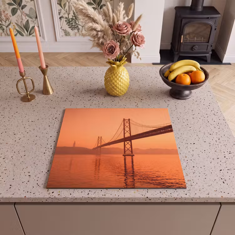 Herdabdeckplatte - Brücke – Wasser – Orange — 2