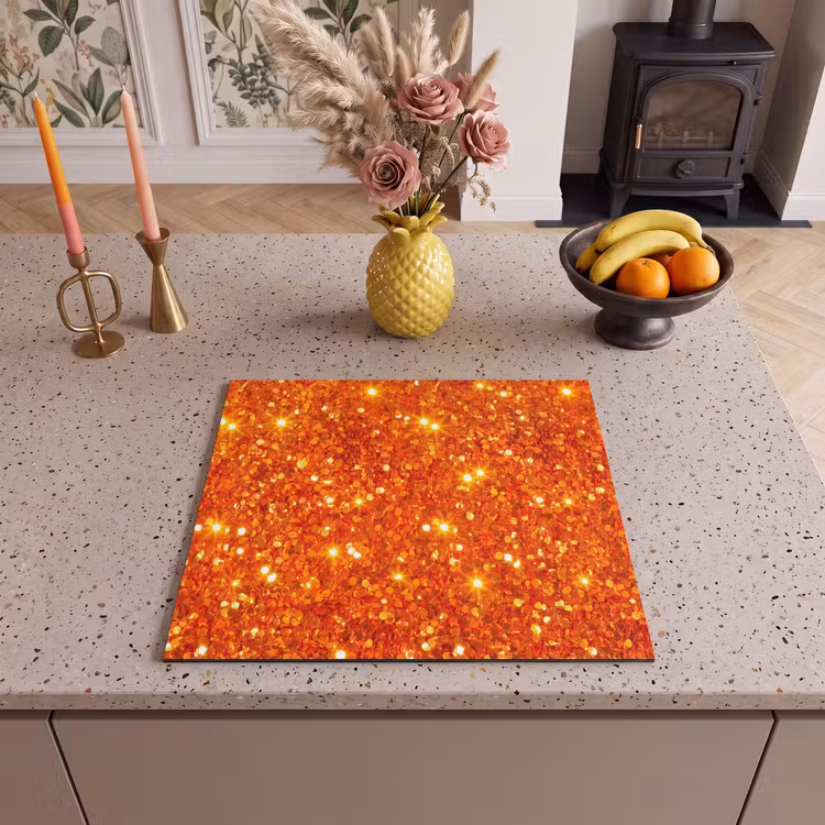 Herdabdeckplatte - Glitzer – Orange – Abstrakt — 2