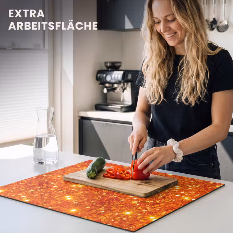 Herdabdeckplatte - Glitzer – Orange – Abstrakt — 4