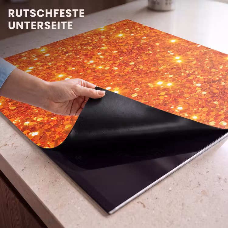 Herdabdeckplatte - Glitzer – Orange – Abstrakt — 9