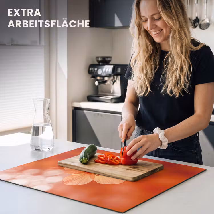 Herdabdeckplatte - Orangefarbene Blume – Makro — 4