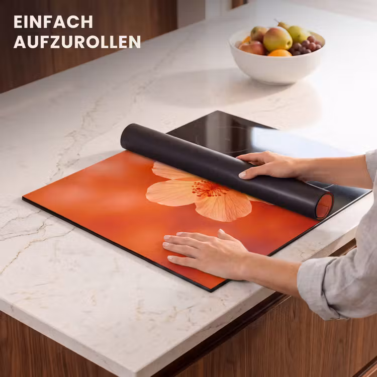 Herdabdeckplatte - Orangefarbene Blume – Makro — 7