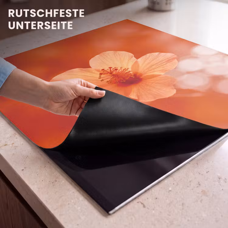 Herdabdeckplatte - Orangefarbene Blume – Makro — 9