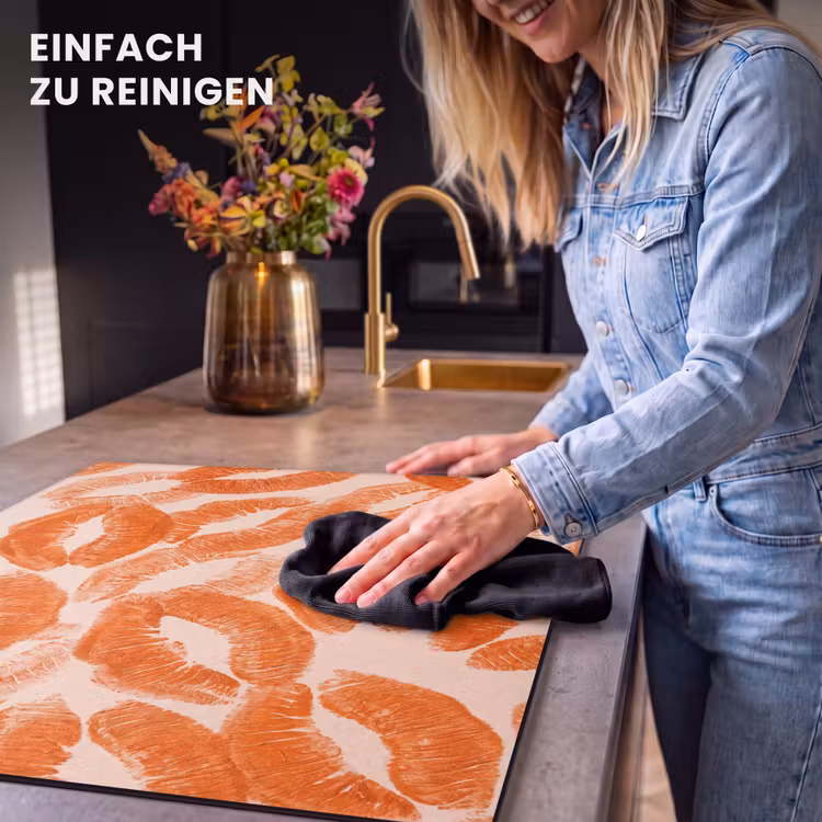 Herdabdeckplatte - Orangefarbene Kussabdrücke – Liebe — 6