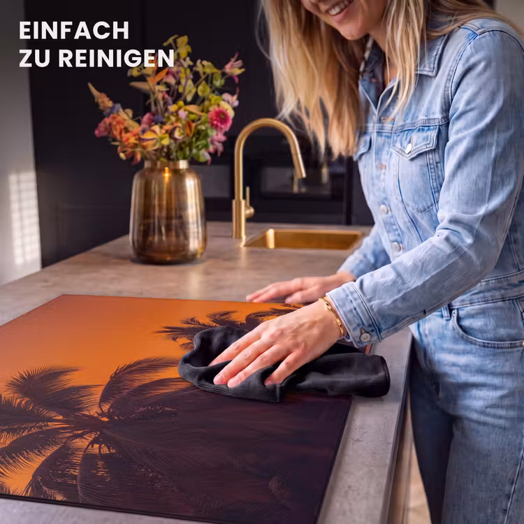 Herdabdeckplatte - Palmen – Sonnenuntergang – Orange — 6