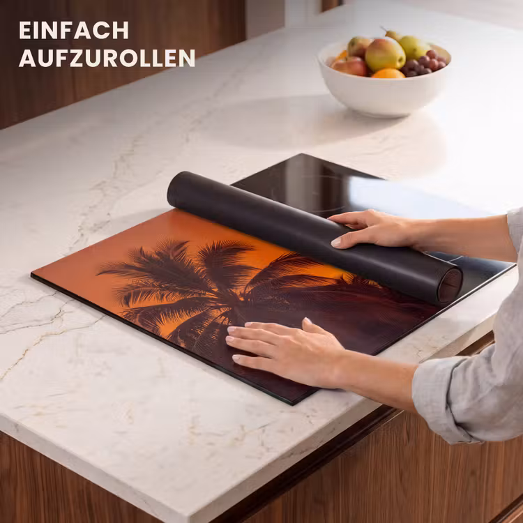 Herdabdeckplatte - Palmen – Sonnenuntergang – Orange — 7