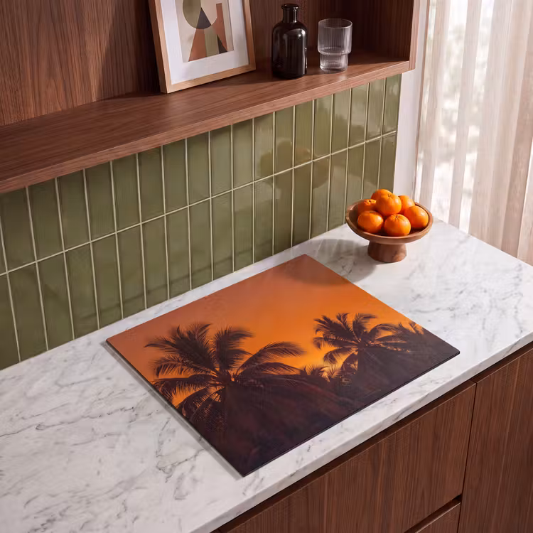 Herdabdeckplatte - Palmen – Sonnenuntergang – Orange — 8