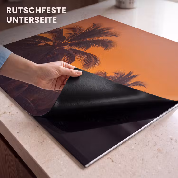 Herdabdeckplatte - Palmen – Sonnenuntergang – Orange — 9