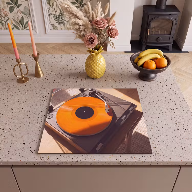 Herdabdeckplatte - Plattenspieler – Orange – Musik — 2