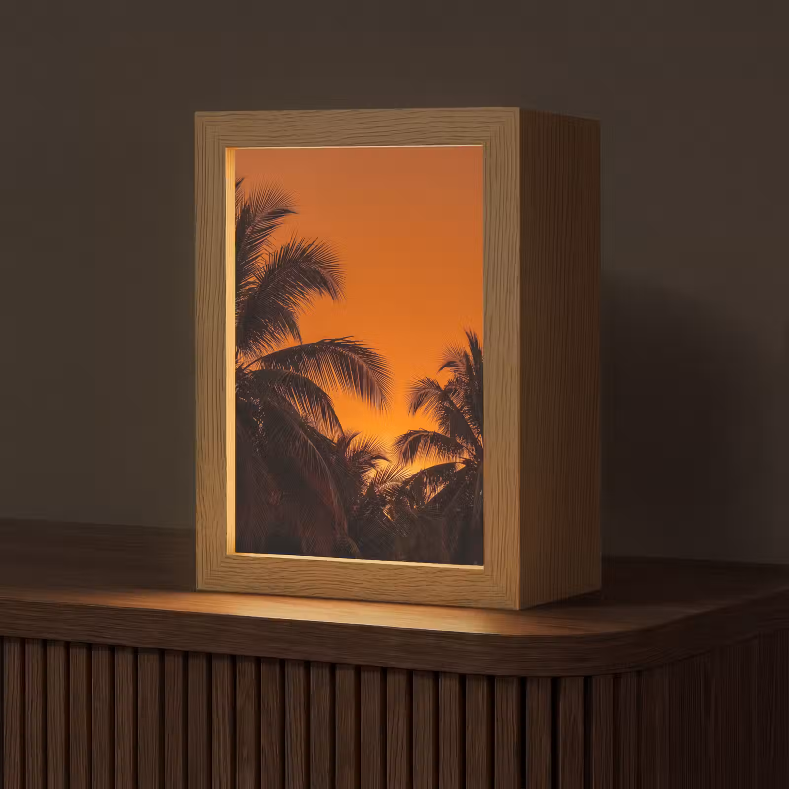 Personalisierte Lightbox - Palmen – Sonnenuntergang – Orange — 1