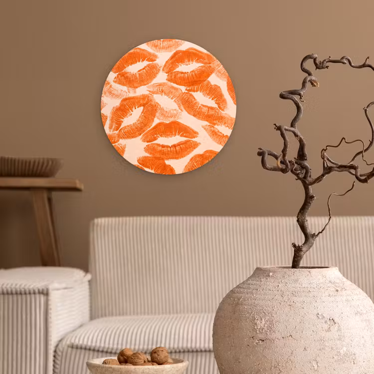 Forexbild Rund - Orangefarbene Kussabdrücke – Liebe — 2