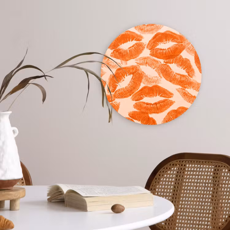 Forexbild Rund - Orangefarbene Kussabdrücke – Liebe — 4
