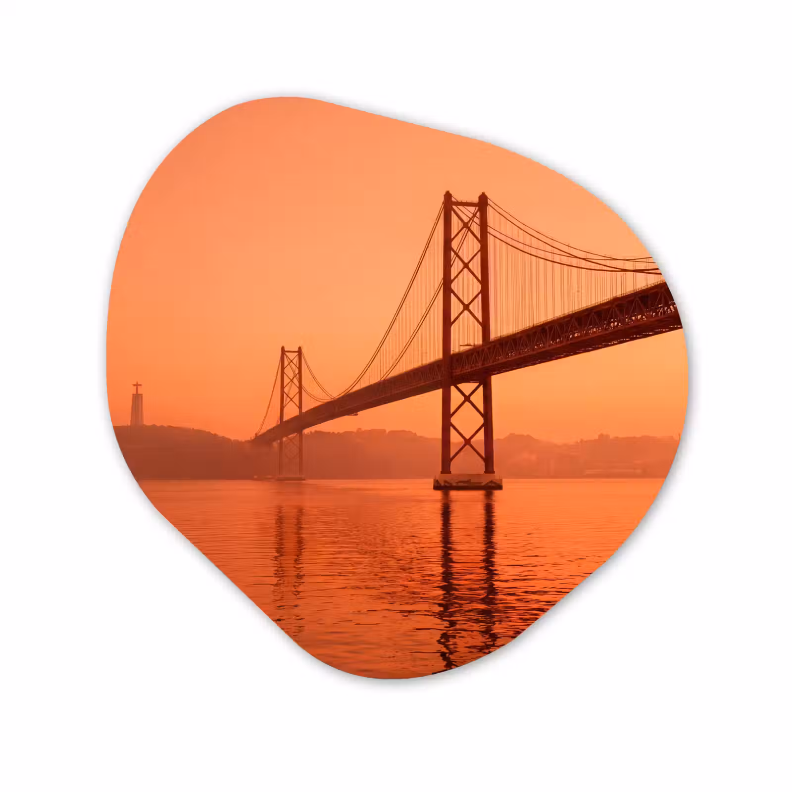 Alu-Dibond-Bild Organische Form - Brücke – Wasser – Orange — 1
