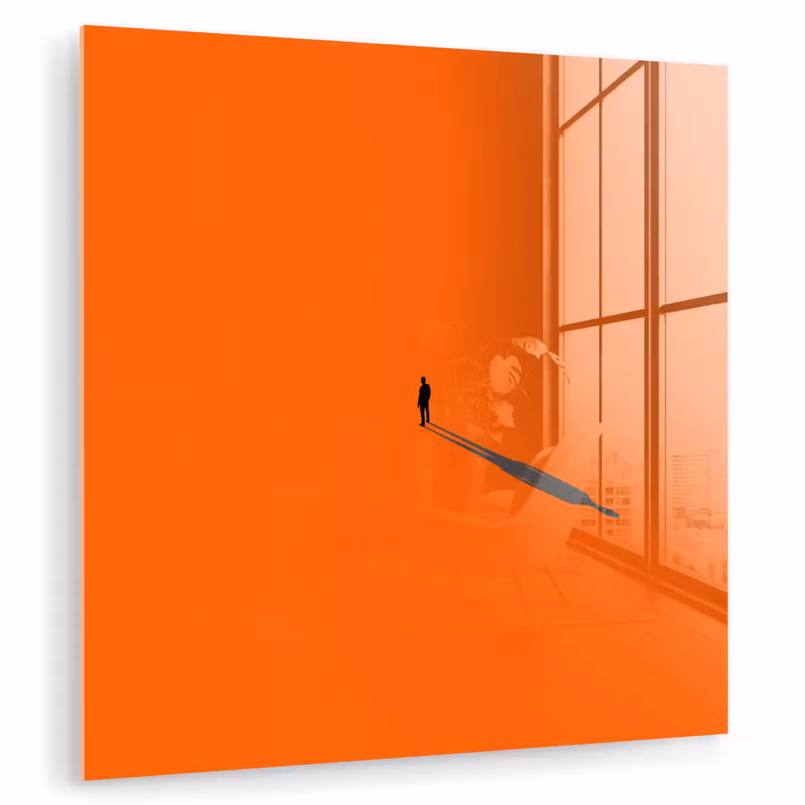 Glasbild - Person – Schatten – Orange — 1