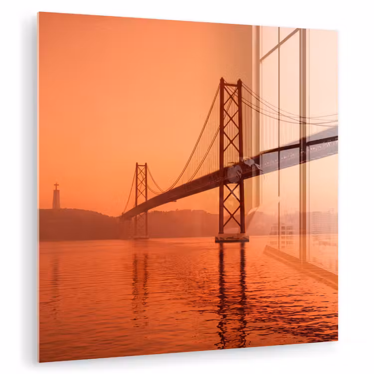 Glasbild - Brücke – Wasser – Orange — 1