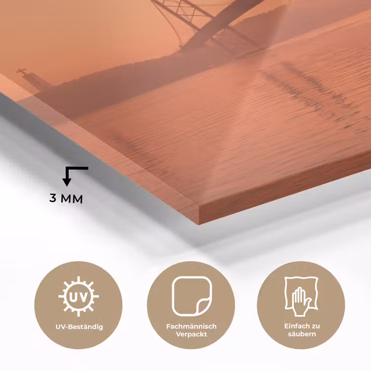 Glasbild - Brücke – Wasser – Orange — 3