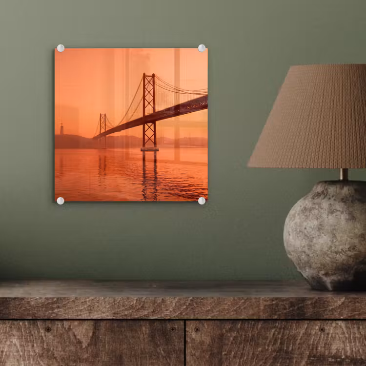 Glasbild - Brücke – Wasser – Orange — 4