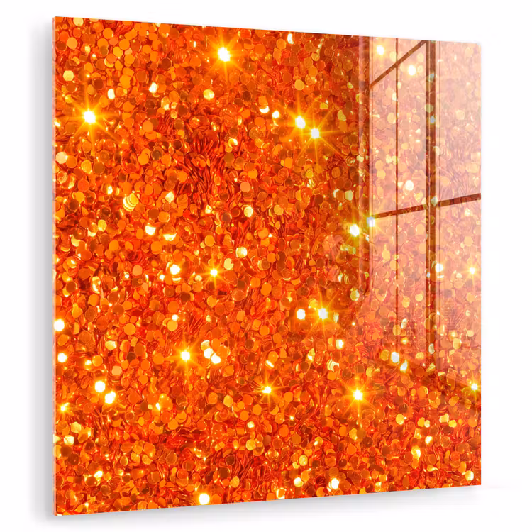 Glasbild - Glitzer – Orange – Abstrakt — 1