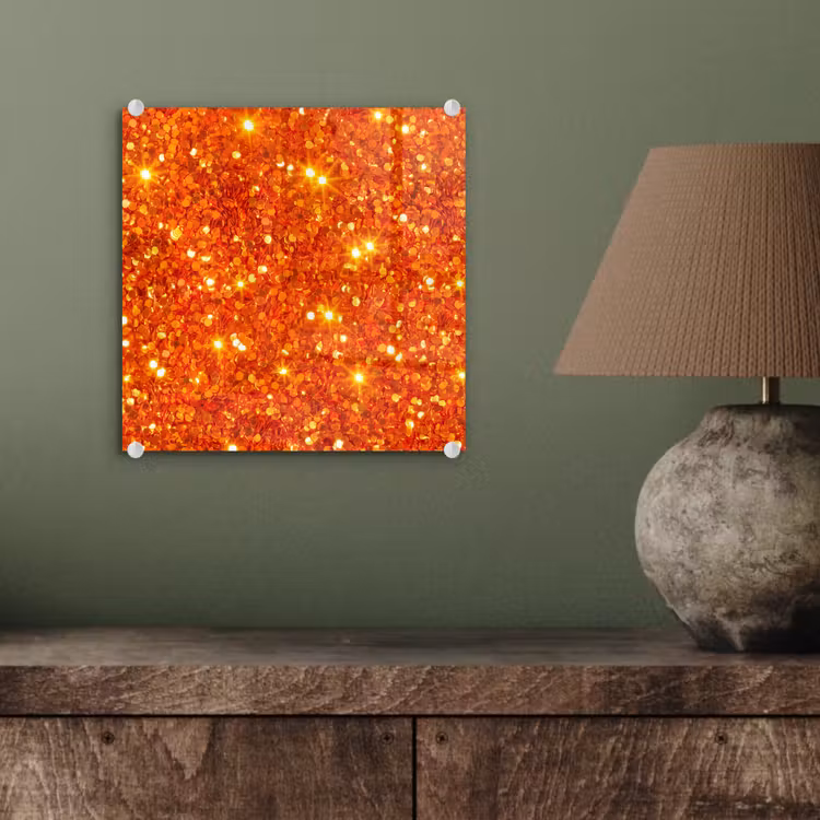 Glasbild - Glitzer – Orange – Abstrakt — 4