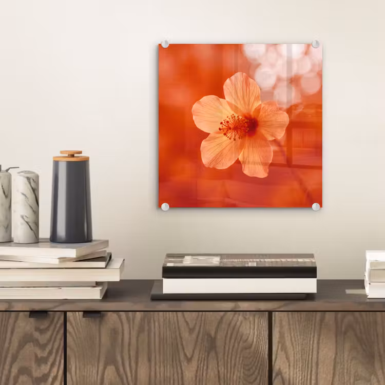 Glasbild - Orangefarbene Blume – Makro — 2