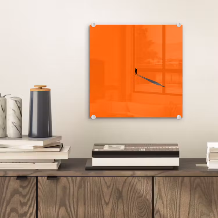 Glasbild - Person – Schatten – Orange — 2