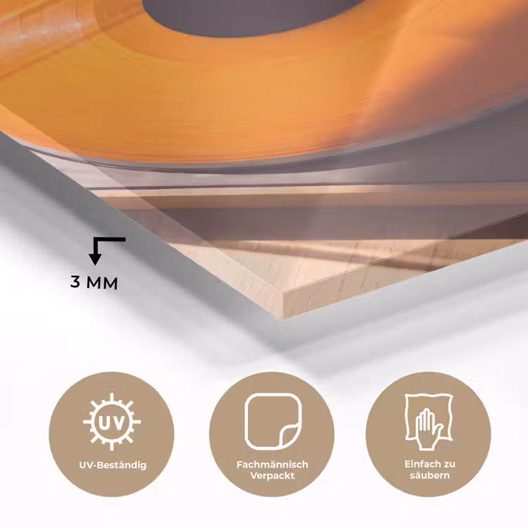 Glasbild - Plattenspieler – Orange – Musik — 3