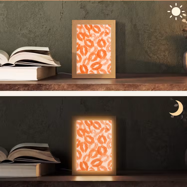 Personalisierte Lightbox - Orangefarbene Kussabdrücke – Liebe — 5