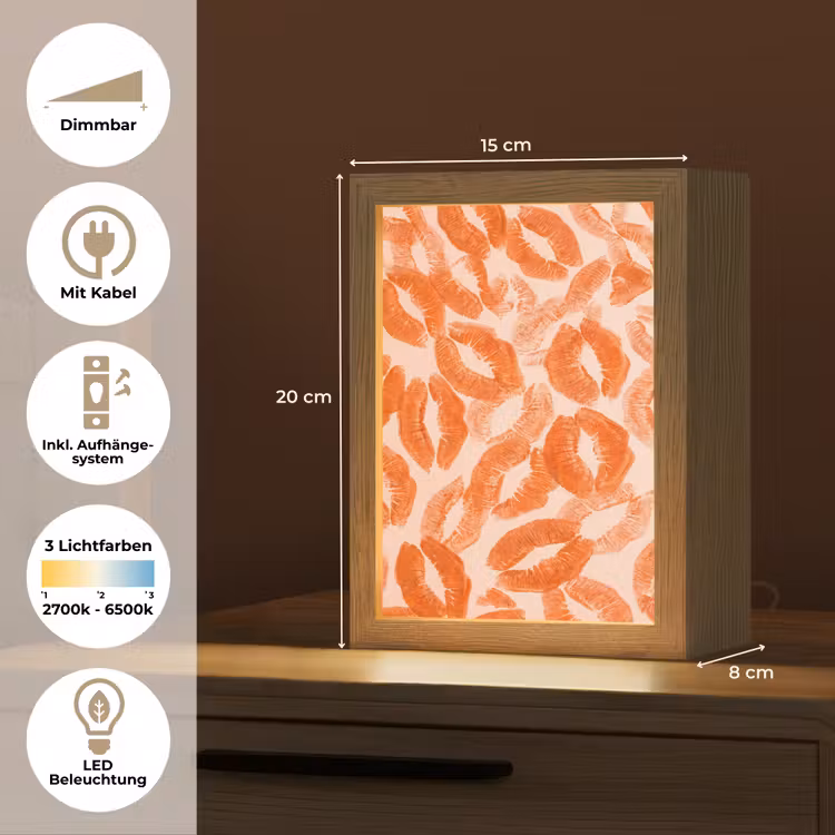 Personalisierte Lightbox - Orangefarbene Kussabdrücke – Liebe — 6
