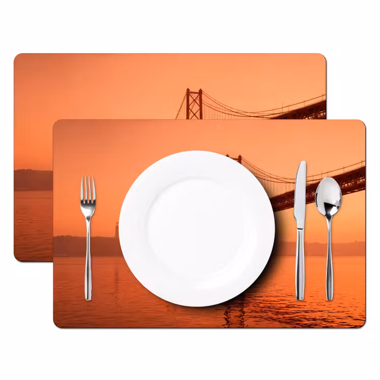 Tischset - 6 Stück - Brücke – Wasser – Orange — 2