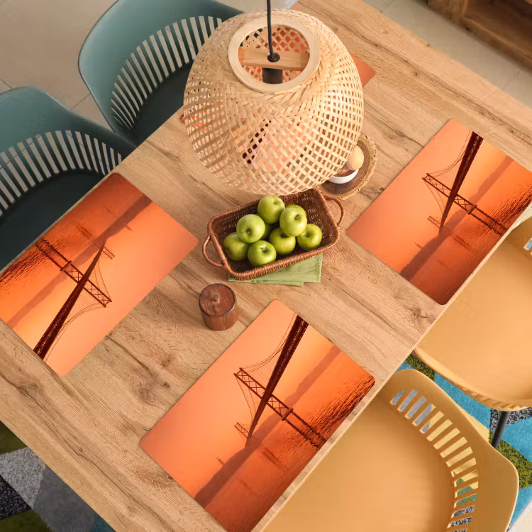 Tischset - 6 Stück - Brücke – Wasser – Orange — 4