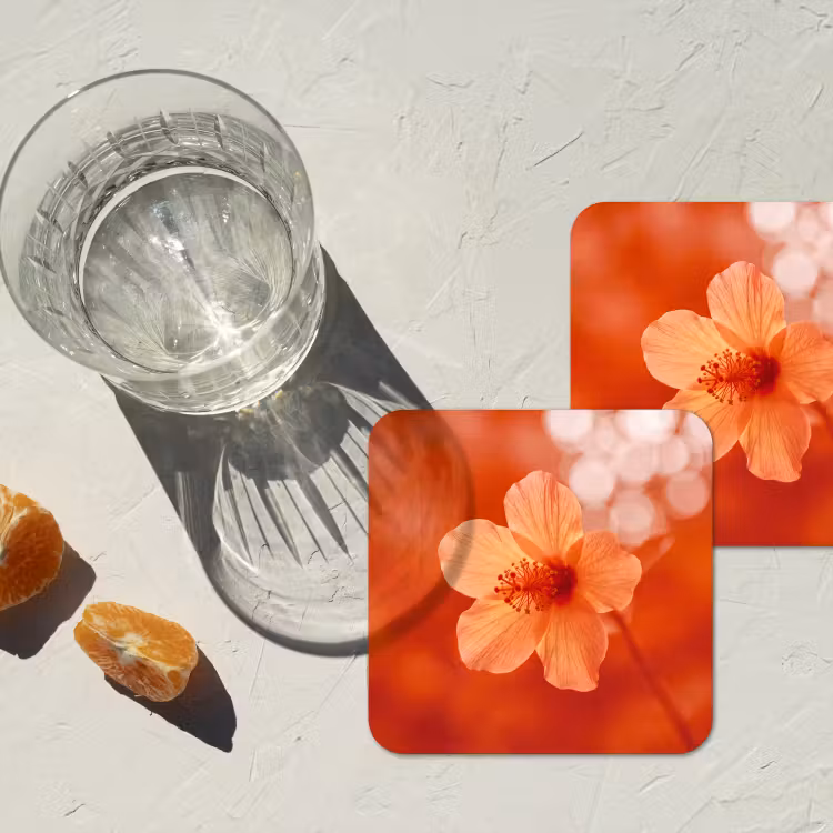 Untersetzer - Orangefarbene Blume – Makro — 2