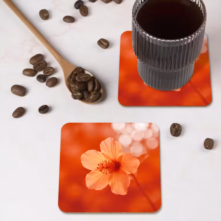 Untersetzer - Orangefarbene Blume – Makro — 4