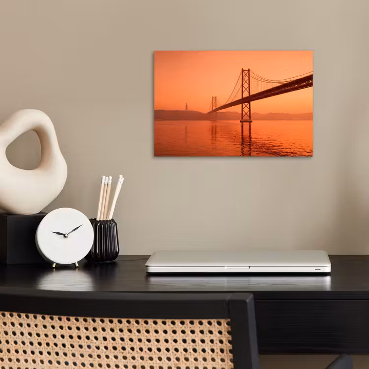 Poster - Brücke – Wasser – Orange — 2