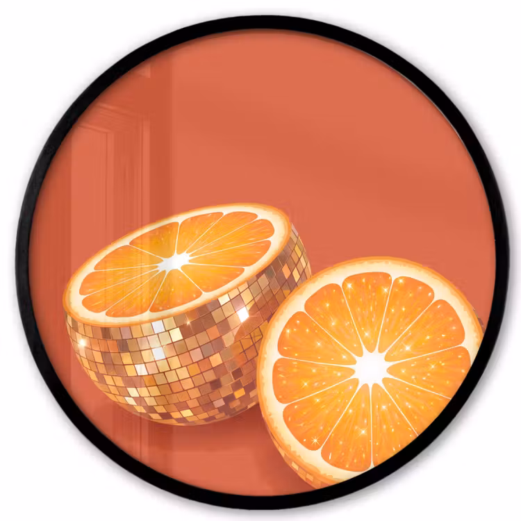 Poster im Rahmen Rund - Früchte – Disco – Gold — 1