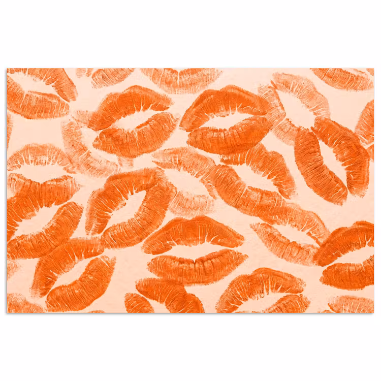 Poster - Orangefarbene Kussabdrücke – Liebe — 1